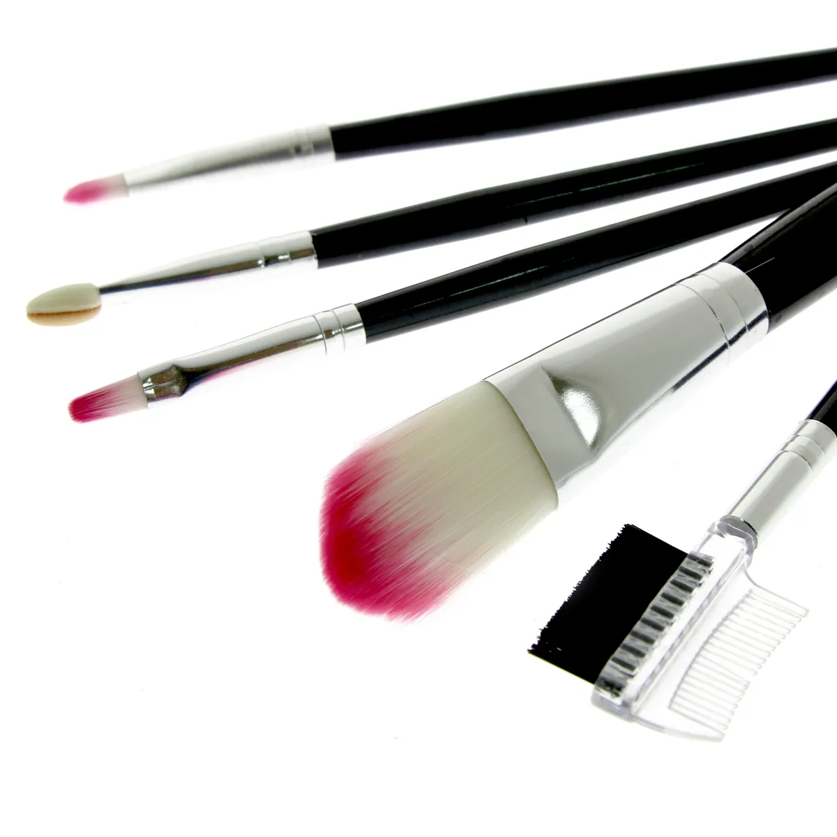 Pensule Machiaj Global Fashion Cosmetic Brush Pink - set 5 buc